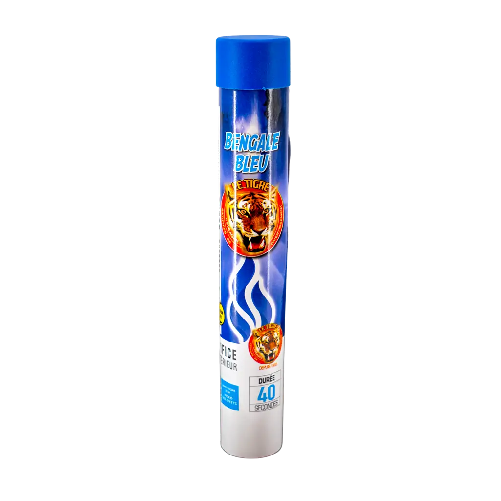 Fumigène Flamme de Bengale BLEUE VIF - Torche durée 40 sec