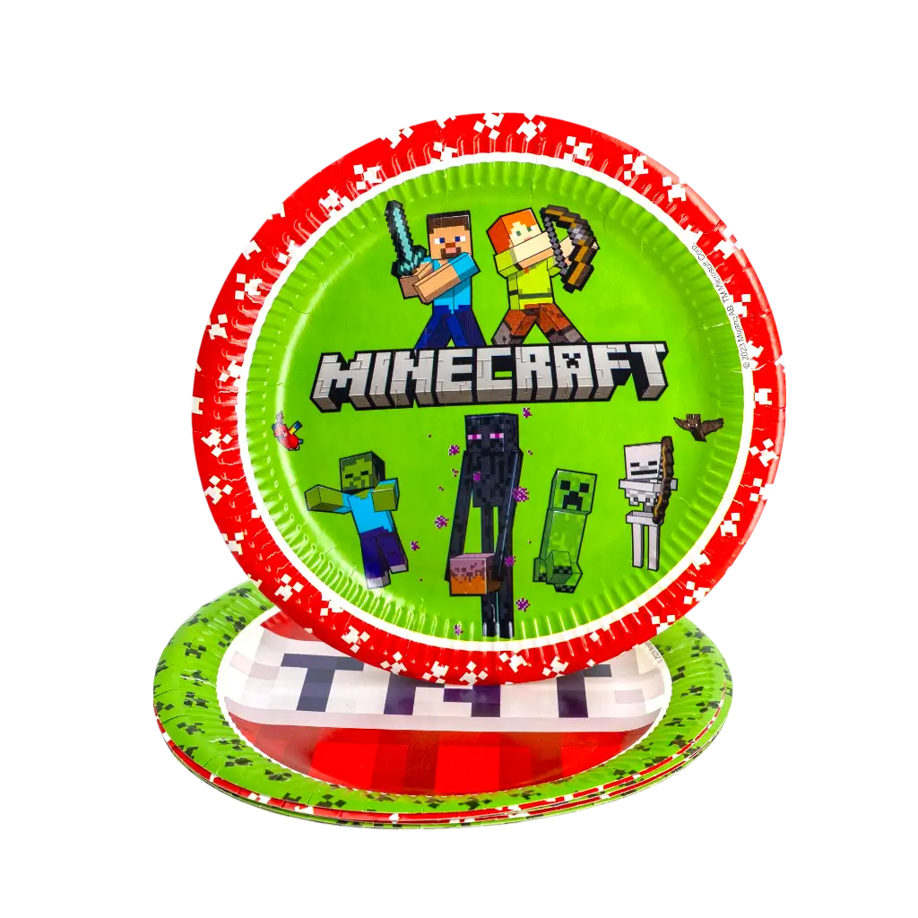 Assiette en carton Minecraft ø23cm - Lot de 8