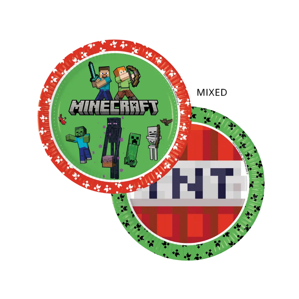 Assiette en carton Minecraft ø23cm - Lot de 8