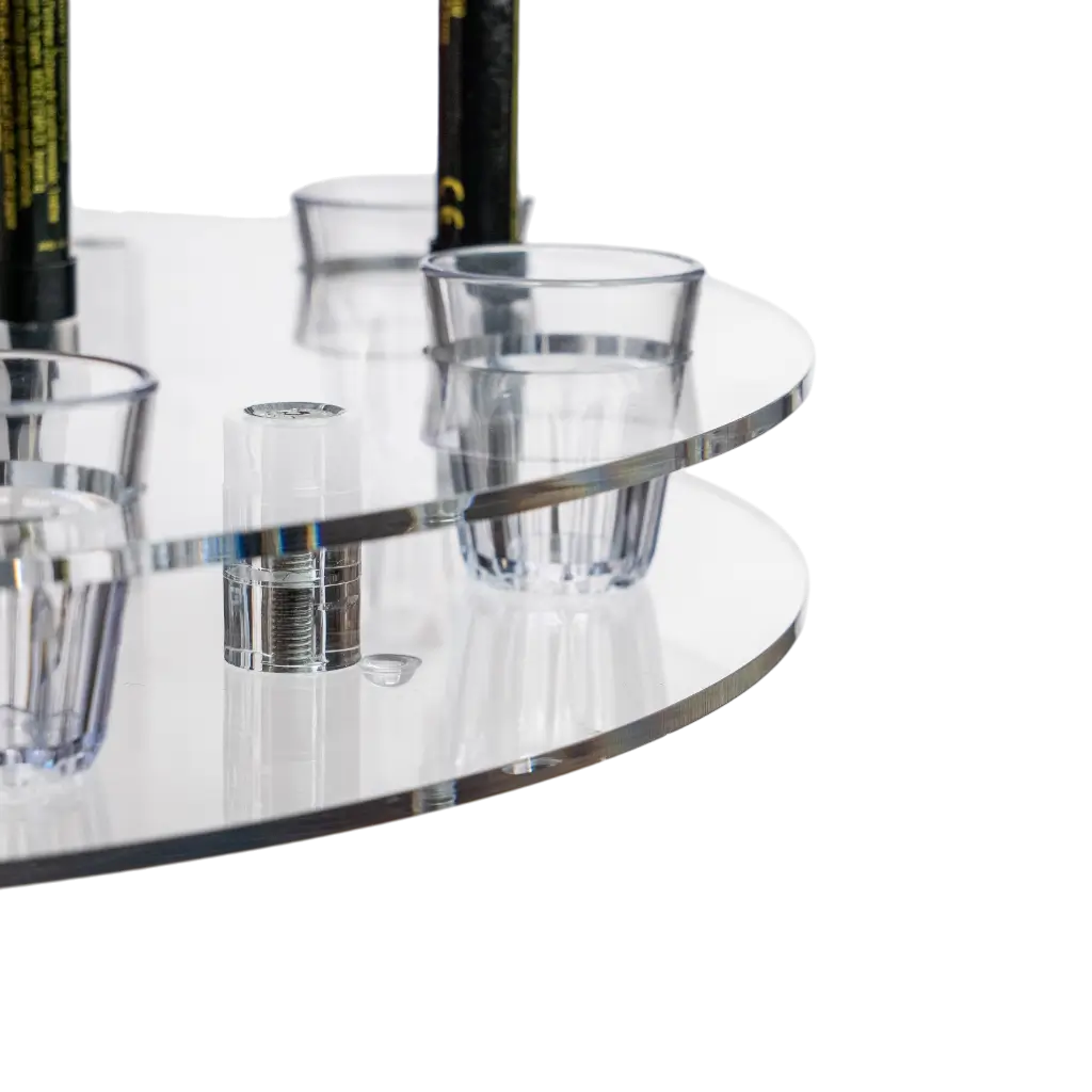Plateau Rond Transparent pour Verre à Shooter