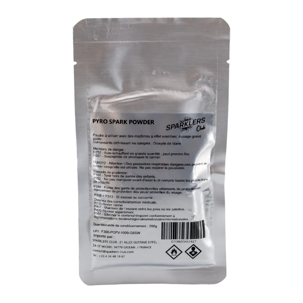 SACHET 200g POUDRE À ÉTINCELLES PYRO SPARK - SPARKLERS CLUB®