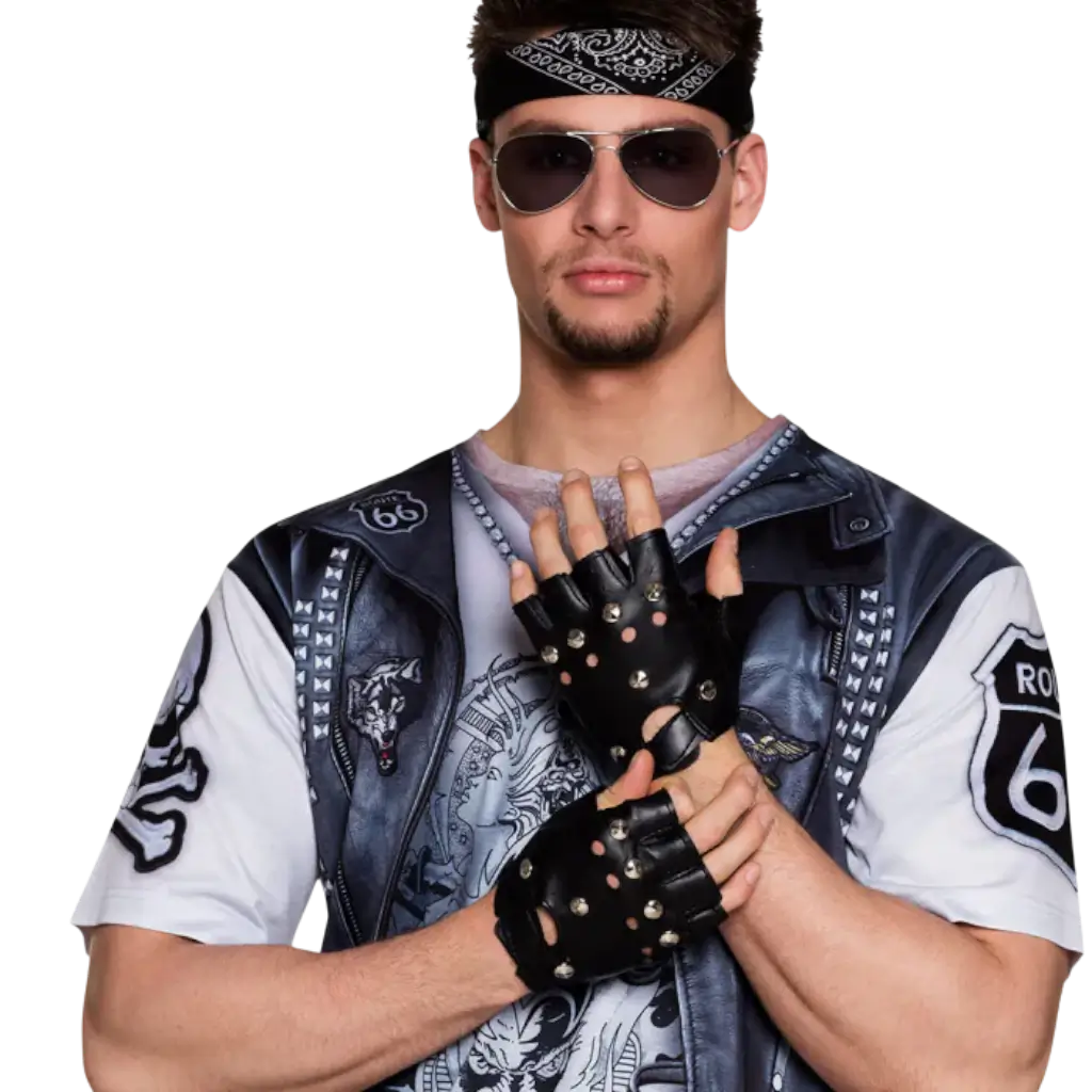 Gants de déguisement Biker Noirs
