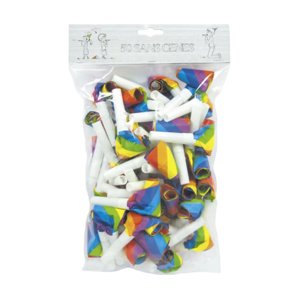 Lot de 50 Sifflets Sans Gêne Multicolores