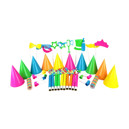 Kit cotillons Fluo multicolore 10 personnes 
