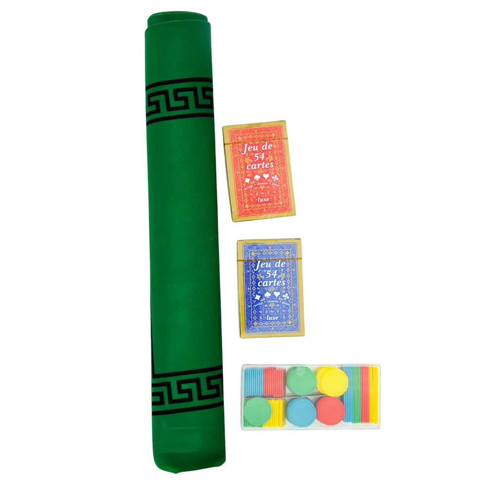 Pack Tapis de Jeu + 2 Jeux de Cartes + 100 Jetons