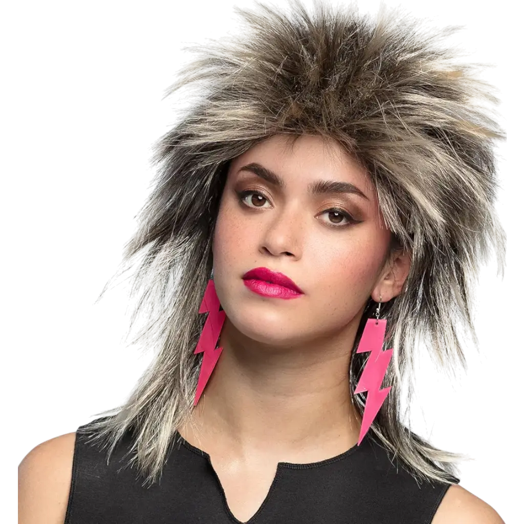 Boucles d'Oreilles Éclair Rose – Soirée Fluo Années 80