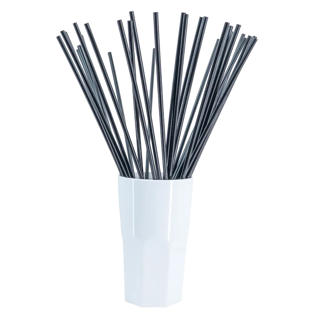 Paille Géante XXL en PP noir recyclable 50cm ø 8mm – Certifiée alimentaire et réutilisable (Lot de 500)