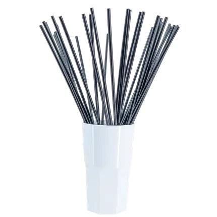 Paille Géante XXL en PP noir recyclable 40cm ø 8mm – Certifiée alimentaire et réutilisable (Lot de 500)