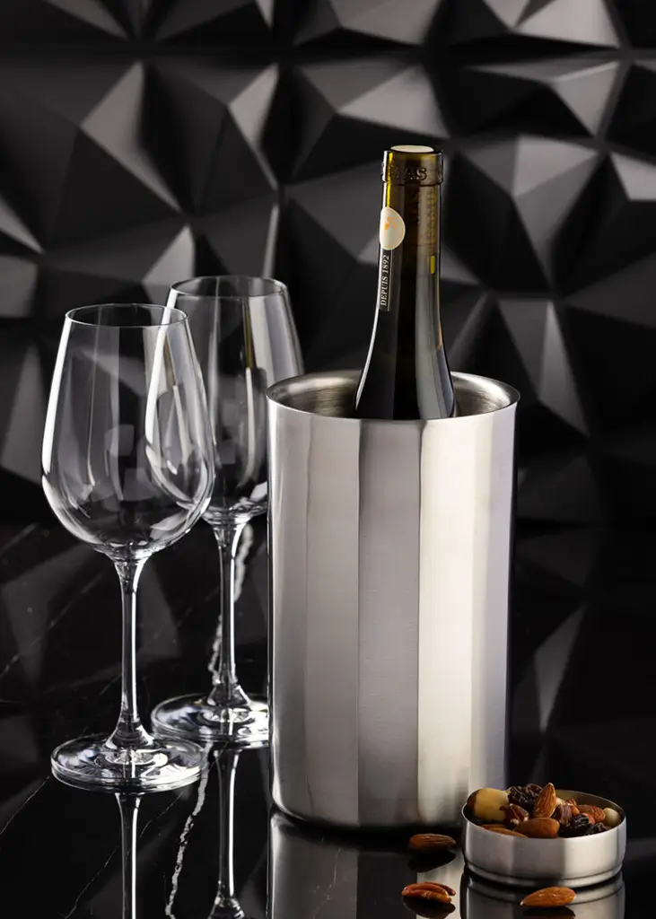 Refroidisseur à vin isotherme en inox satiné - 1 bouteille 20 x 12 cm