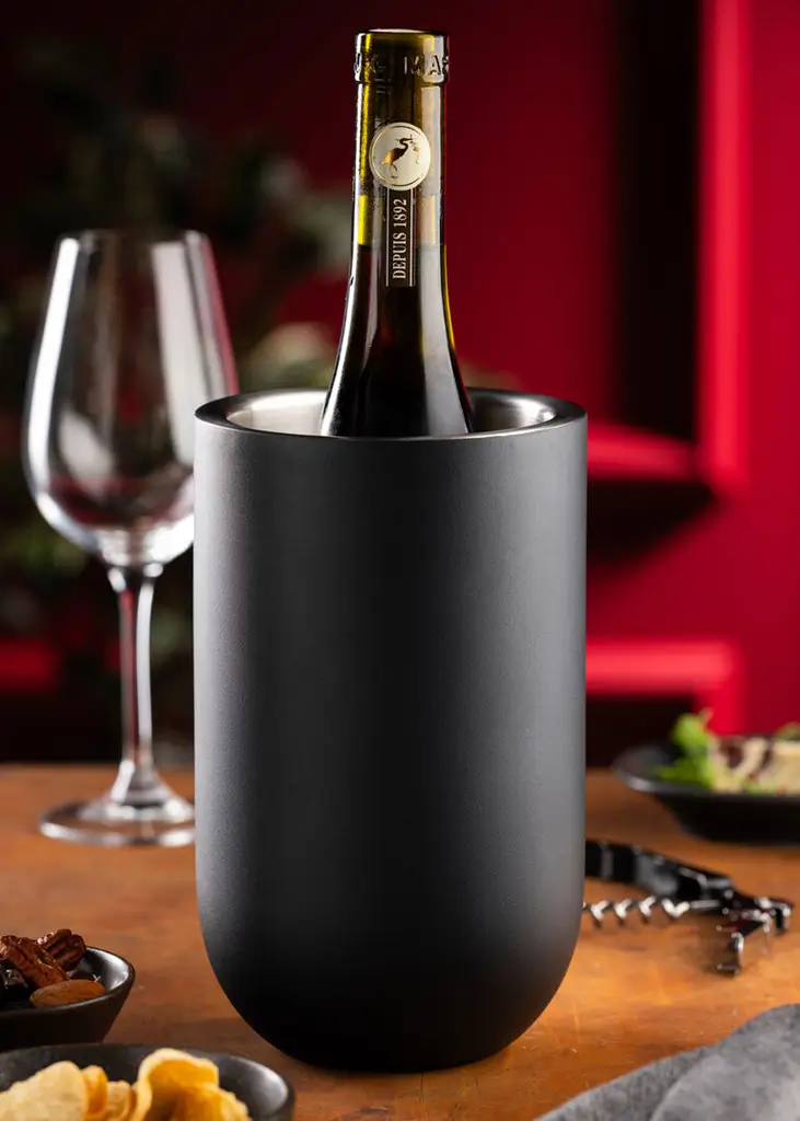 Refroidisseur à vin isotherme en inox noir mat - 1 bouteille 20 x 12 cm