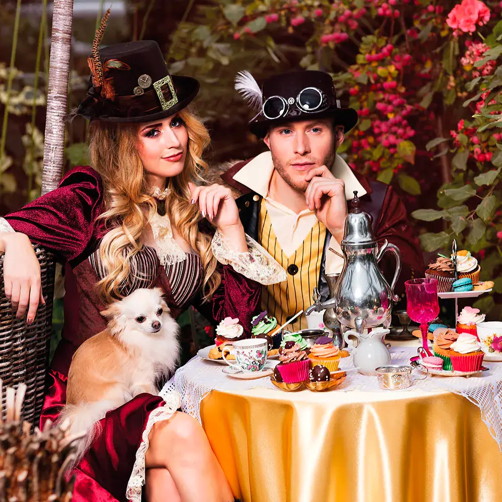 Chapeau haut de forme steampunk avec lunettes et plumes d&#39;autruche