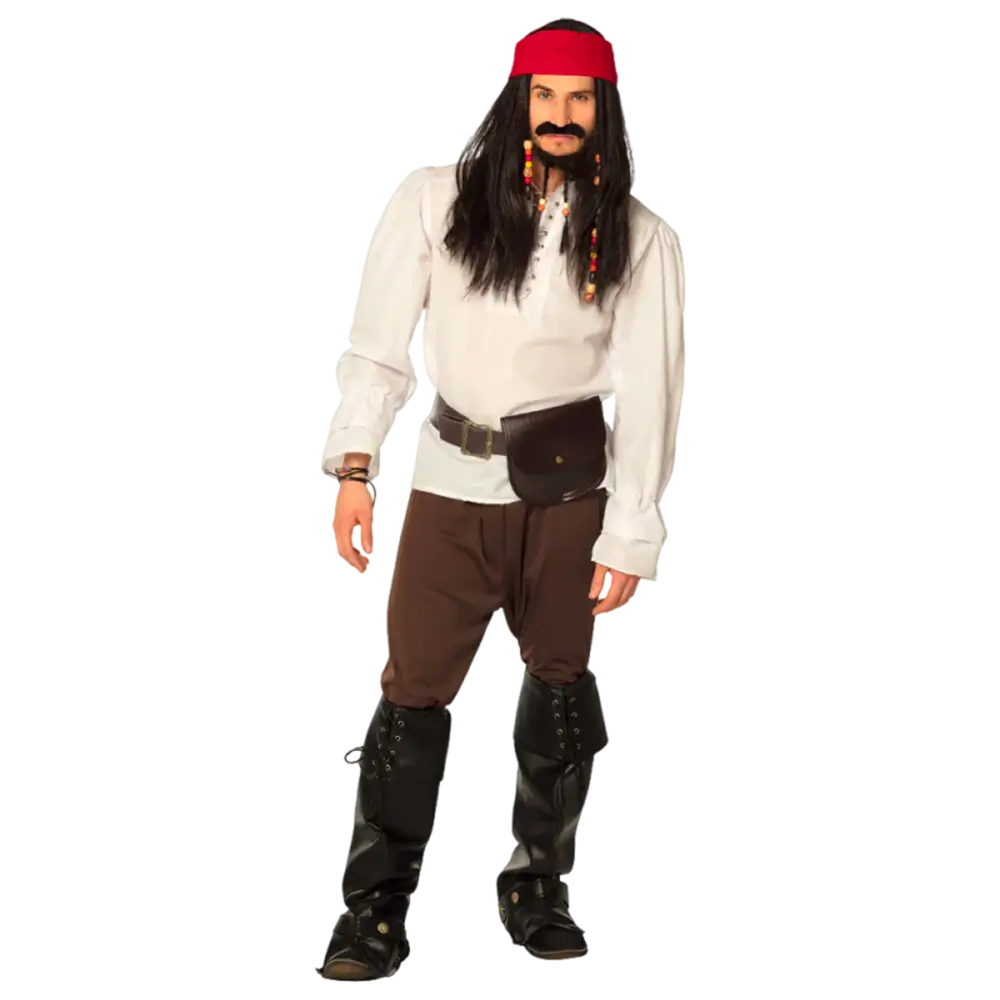 Perruque pirate Tobias avec bandana, moustache et barbe