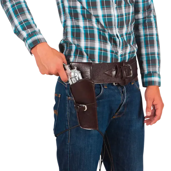 Ceinture de cowboy noire avec étui et porte-cartouches – 114 cm