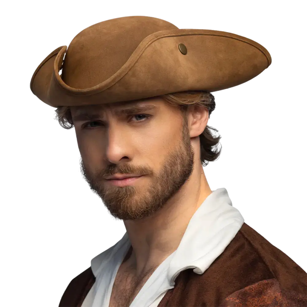 Chapeau tricorn pirate Charles aspect cuir – 58 cm