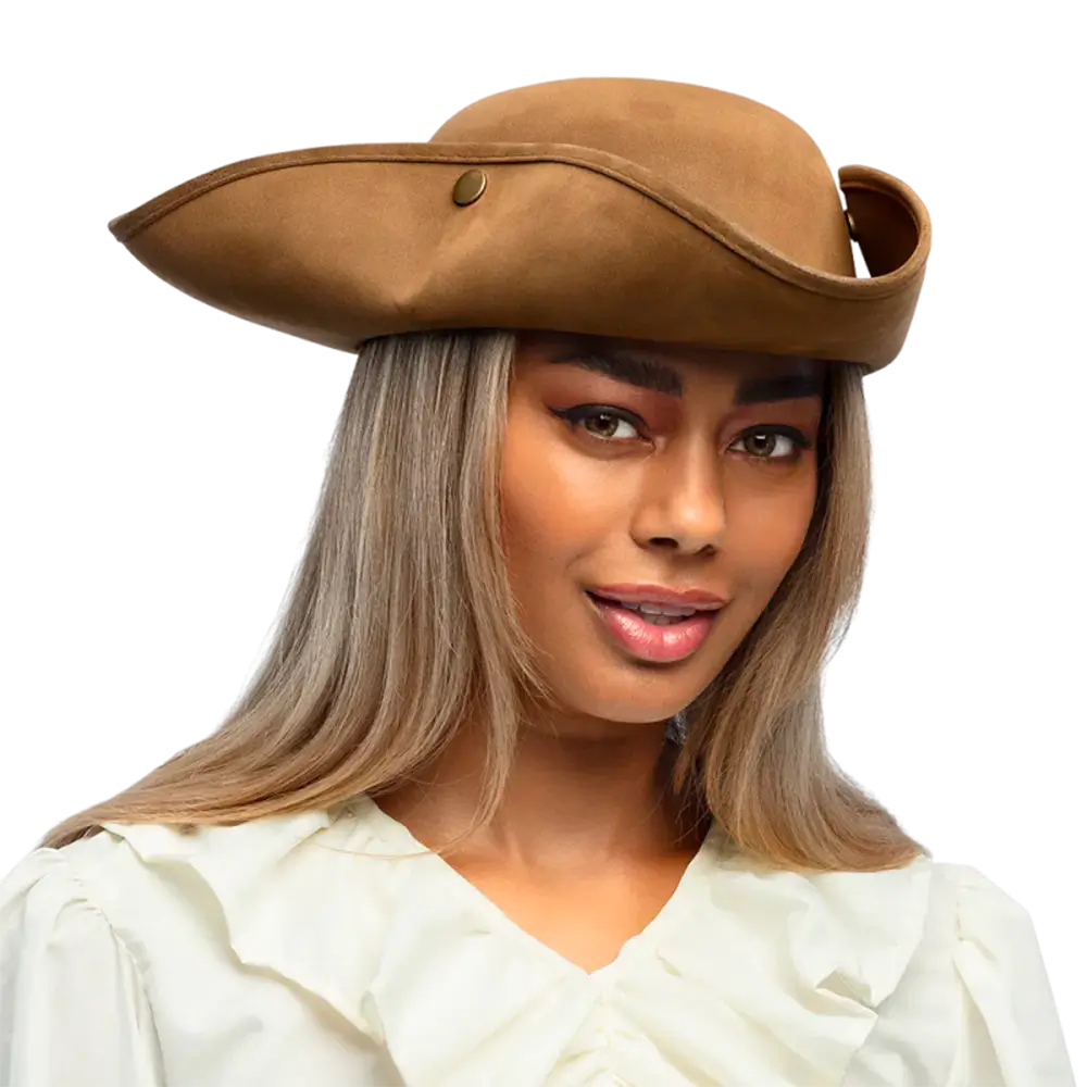 Chapeau tricorn pirate Charles aspect cuir – 58 cm