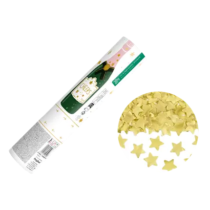 Canon à confettis - Étoiles dorées biodégradables - 20 cm