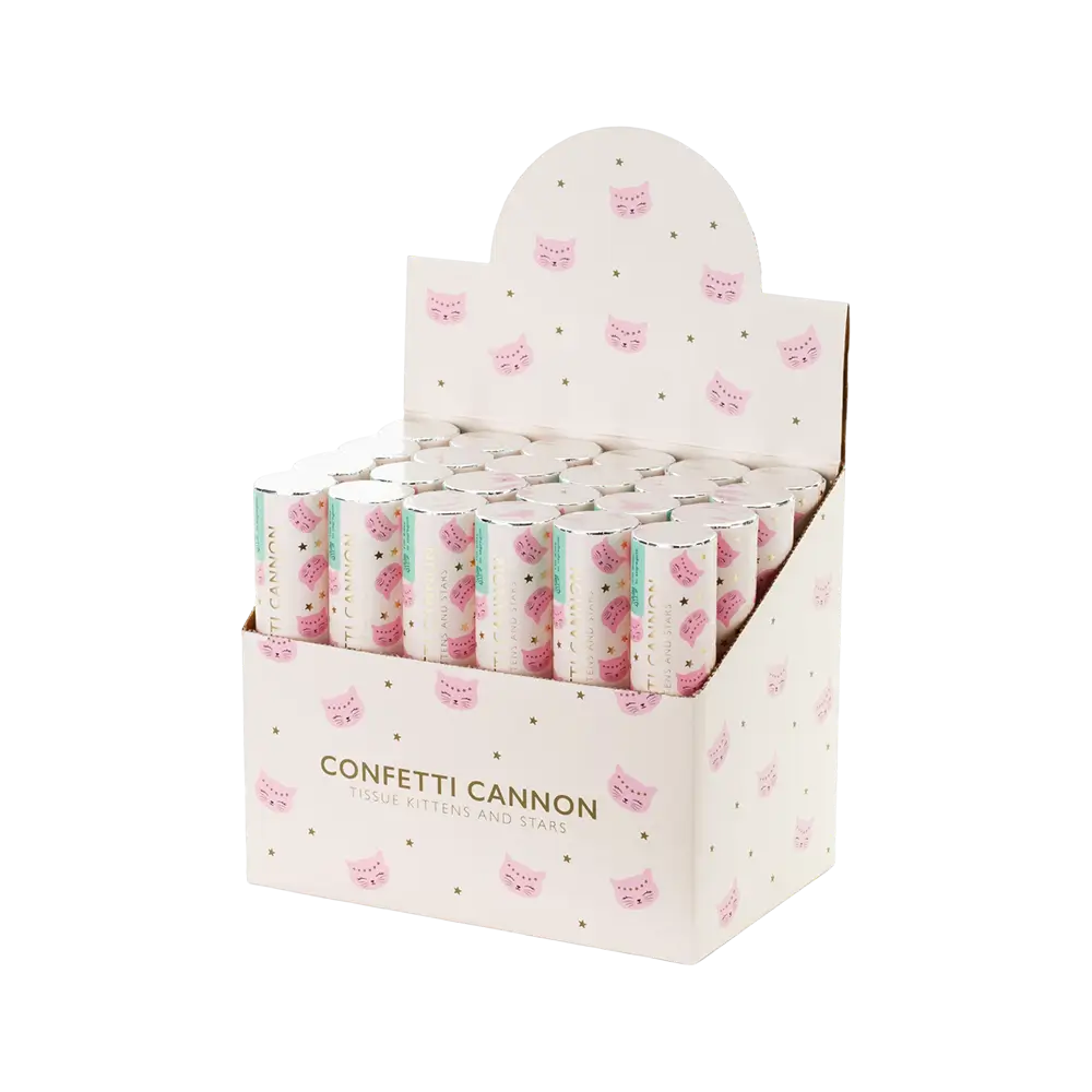 Canon à confettis Étoiles &amp; chats - 20 cm