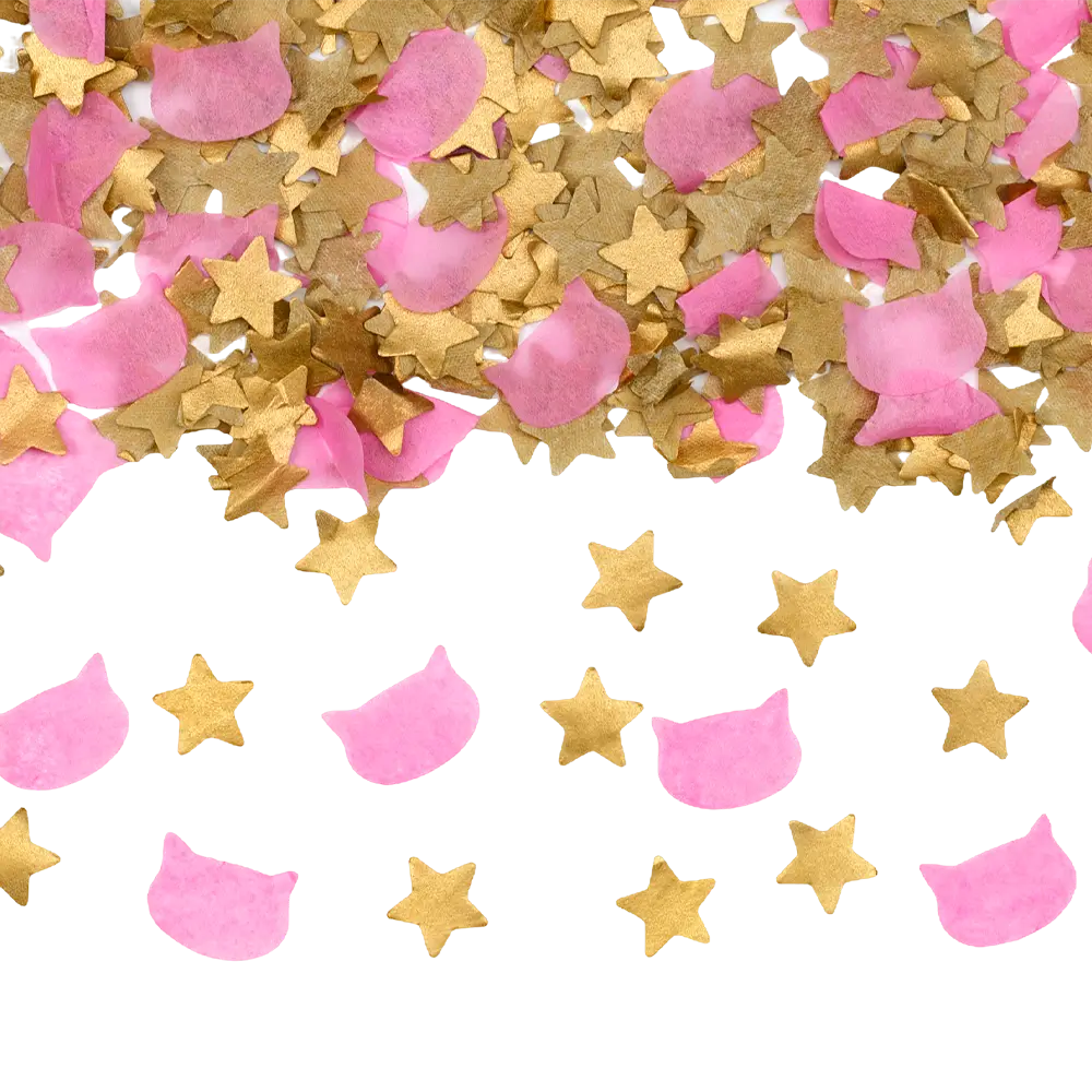 Canon à confettis Étoiles &amp; chats - 20 cm