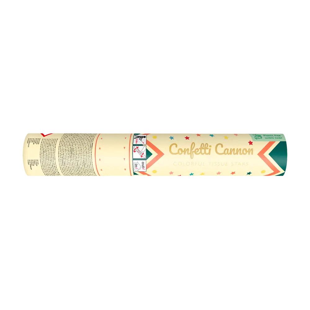 Canon à confettis - Étoiles multicolores - 20 cm