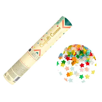 Canon à confettis - Étoiles multicolores - 20 cm