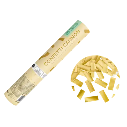 Canon à confettis biodégradables - Or métallisé - 20 cm