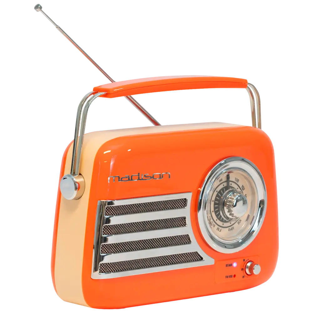 Radio Vintage Autonome avec Bluetooth USB &amp; FM 30W Orange
