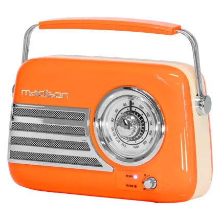 Radio Vintage Autonome avec Bluetooth USB & FM 30W Orange