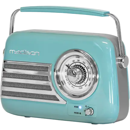 Radio Vintage Autonome avec Bluetooth USB & FM 30W Bleu