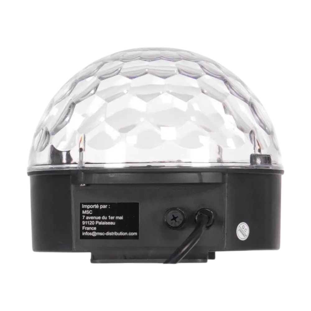 Jeu de lumière LED Color Ball – RGB 9W, 82 lentilles, télécommande incluse