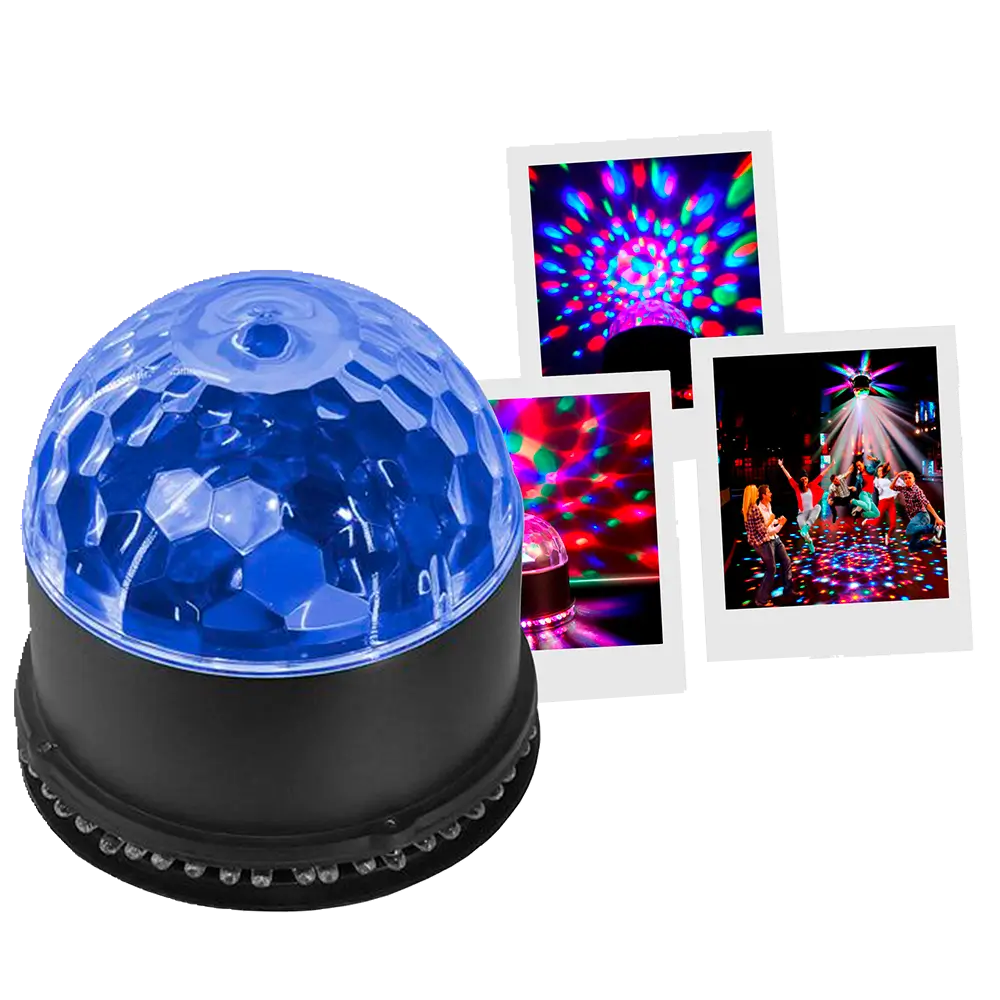 Jeu de lumière LED SunBall – 48 LED RGB, effets Soleil et boule disco, modes auto et audio