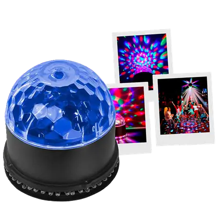 Jeu de lumière LED "SunBall" – 48 LED RGB, effets Soleil et boule disco, modes auto et audio