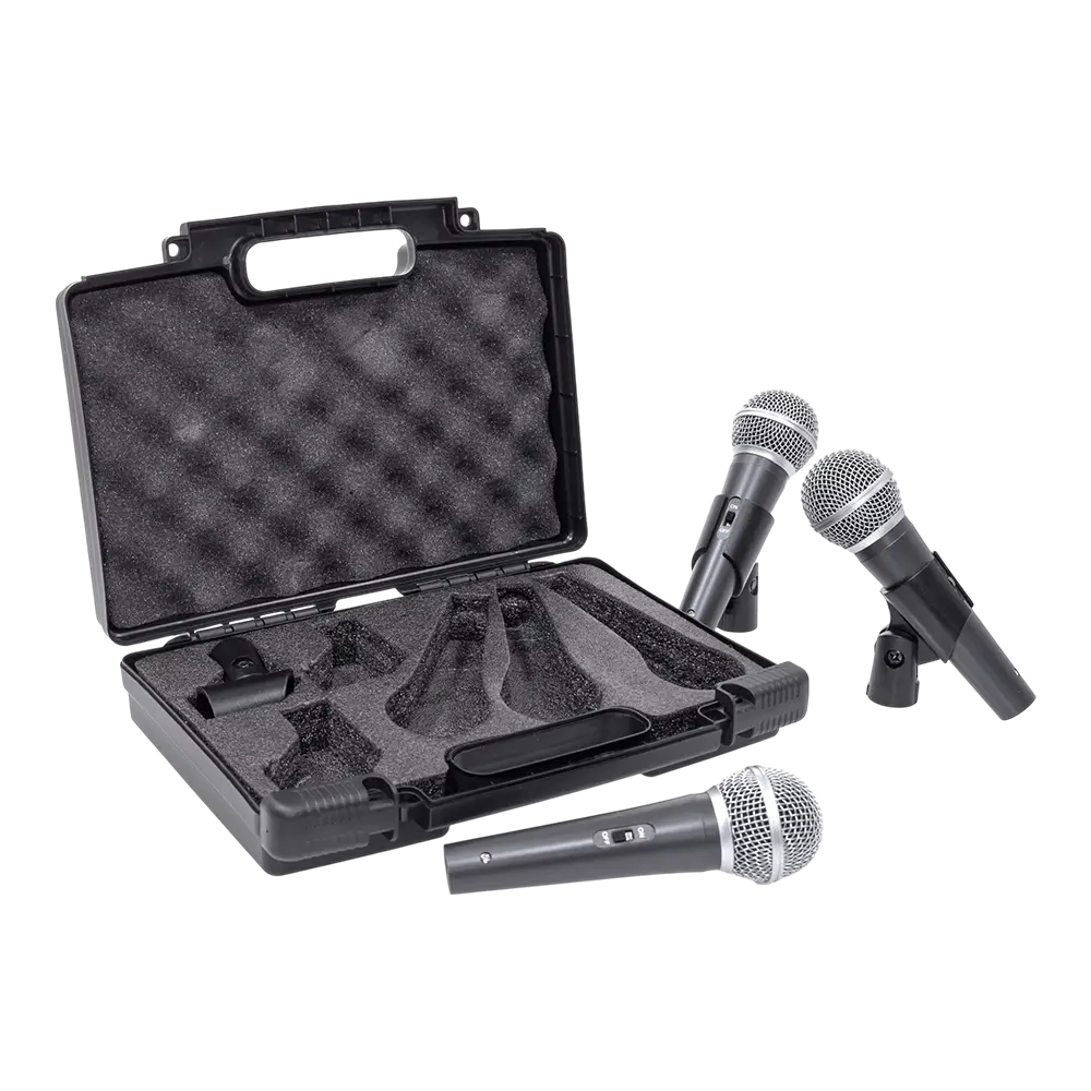 Microphone dynamique MIC 300 Mac Mah – Pack de 3 micros filaires avec valise, pinces, supercardioïde, XLR