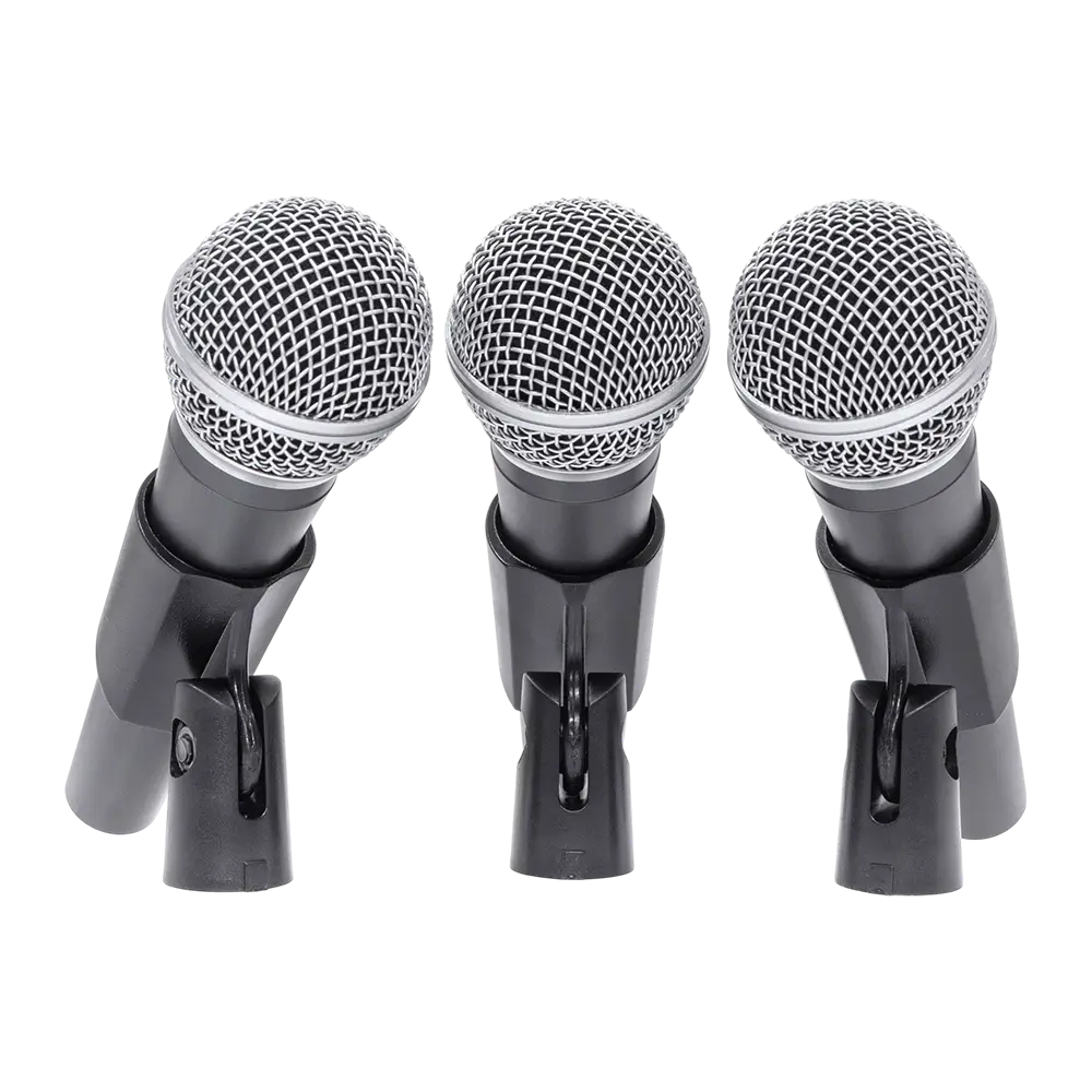 Microphone dynamique MIC 300 Mac Mah – Pack de 3 micros filaires avec valise, pinces, supercardioïde, XLR