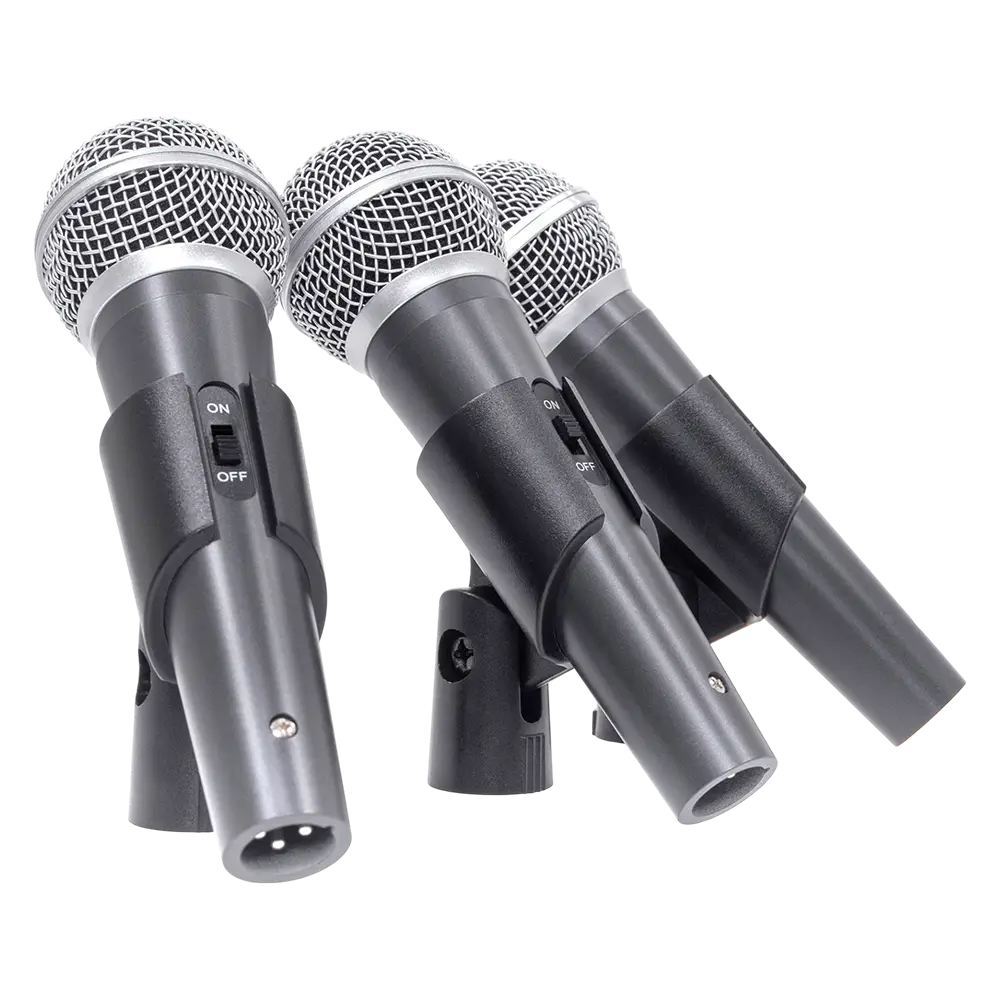 Microphone dynamique MIC 300 Mac Mah – Pack de 3 micros filaires avec valise, pinces, supercardioïde, XLR