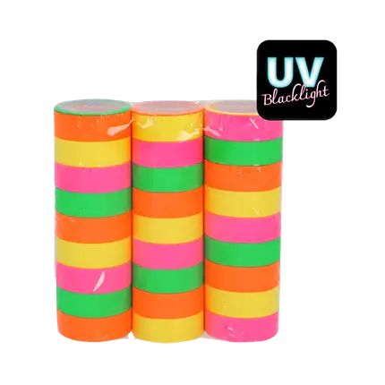Set 3 rouleaux serpentins papier - Néon fluorescent réactif UV 4m