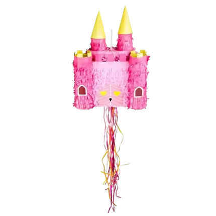 Piñata à tirer château princesse - Rose 40 cm