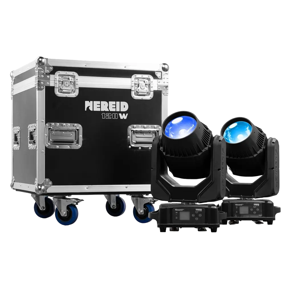 Set de 2 Lyres Beam NEREID120W – étanches IP65 avec flight-case