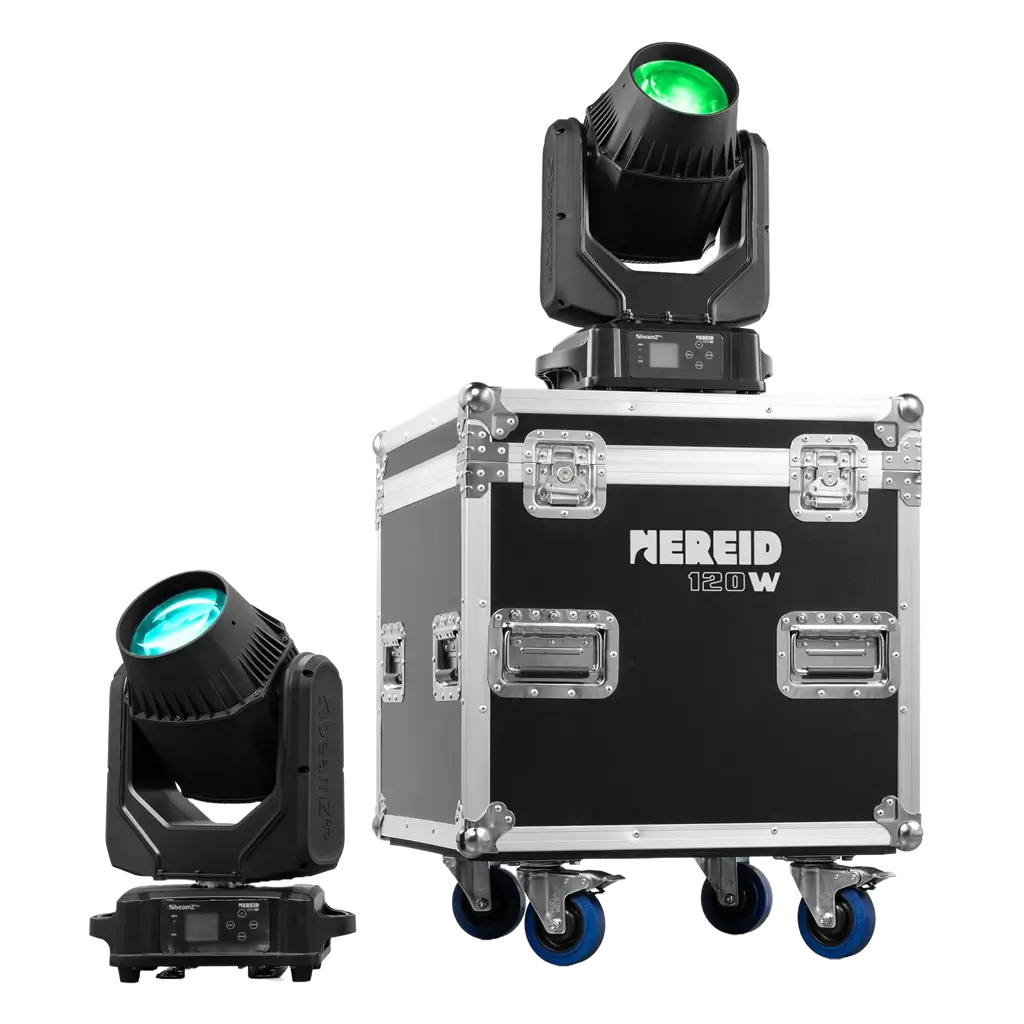 Set de 2 Lyres Beam NEREID120W – étanches IP65 avec flight-case