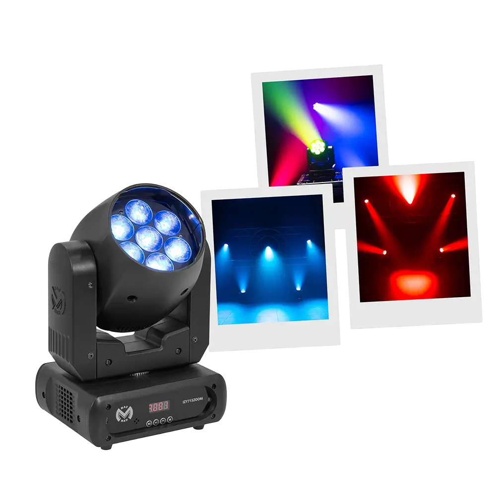 Lyre Wash LED professionnelle, IZY 715 Zoom - stroboscope &amp; DMX – Mac Mah