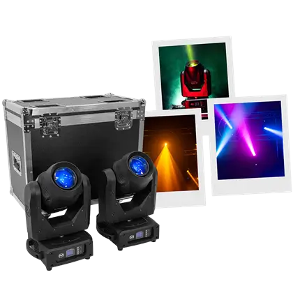 Pack 2 lyres hybrides "Aurora 150 BSW" beam + spot + wash avec flight case – Mac Mah