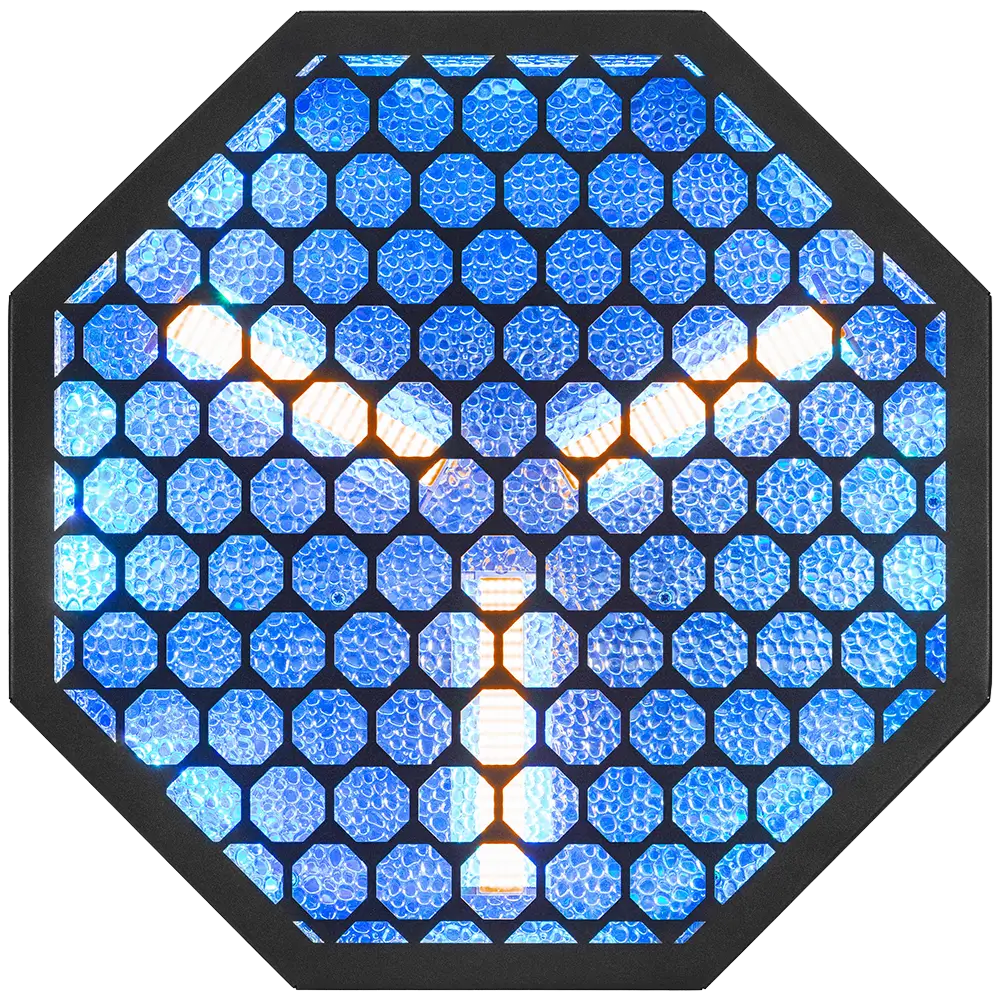 Effet LED rétro Amber-O octogonal ambre + RGB DMX – Mac Mah