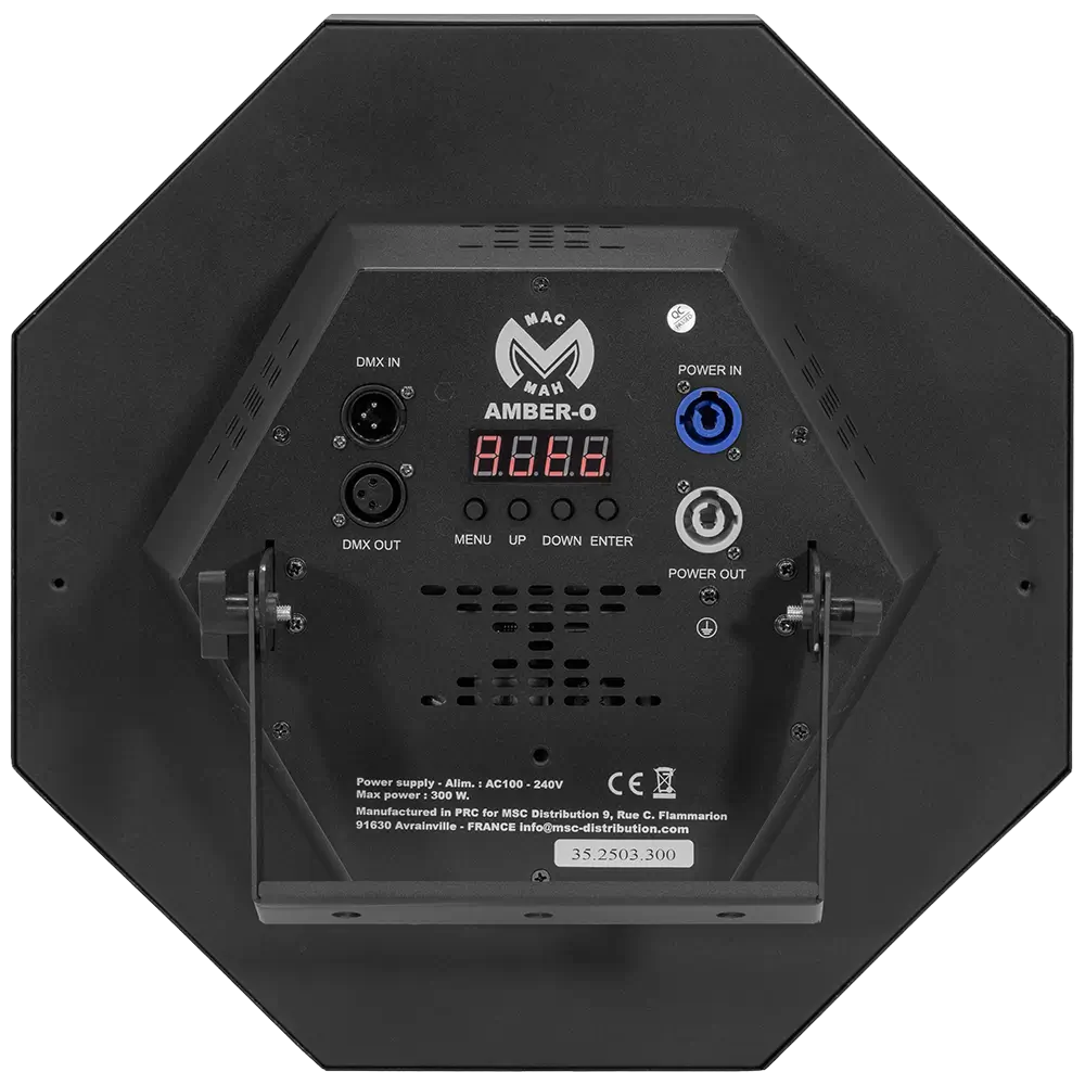 Effet LED rétro Amber-O octogonal ambre + RGB DMX – Mac Mah