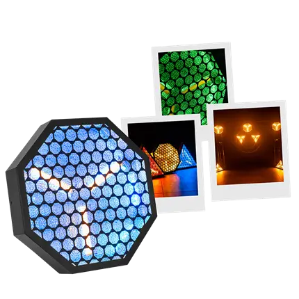 Effet LED rétro Amber-O octogonal ambre + RGB DMX – Mac Mah