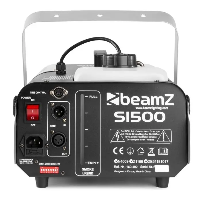 Machinée à Fumée BEAMZ S1500 avec DMX - 1500W + Télécommande Filaire avec Timer