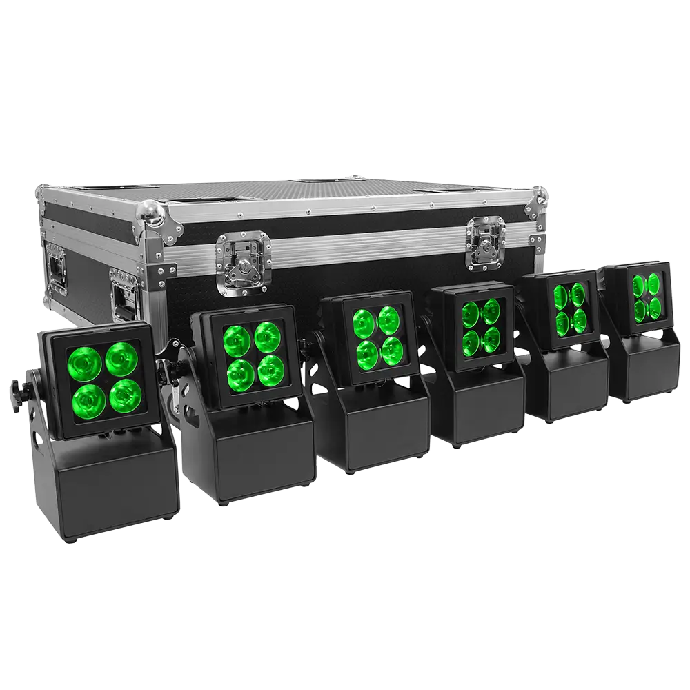 Projecteur PAR LED Evolite Tropikolor 4x15W FC – sur batterie IP65 (x6)