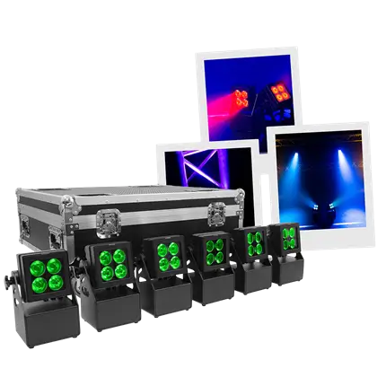 Projecteur PAR LED Evolite Tropikolor 4x15W FC – sur batterie IP65 (x6)