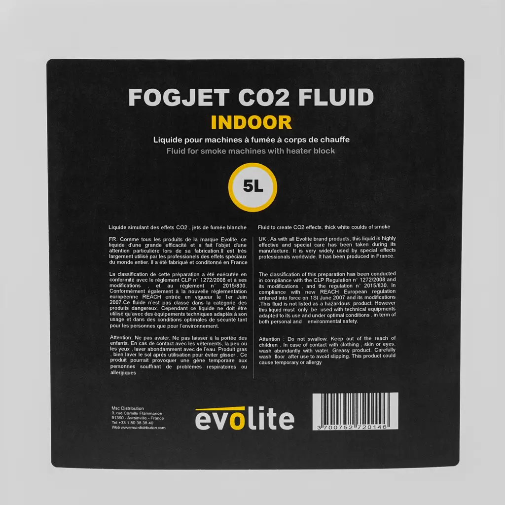 Liquide à fumée effet CO2 – FogJet CO2 Indoor Evolite – Usage intérieur – Bidon 5L