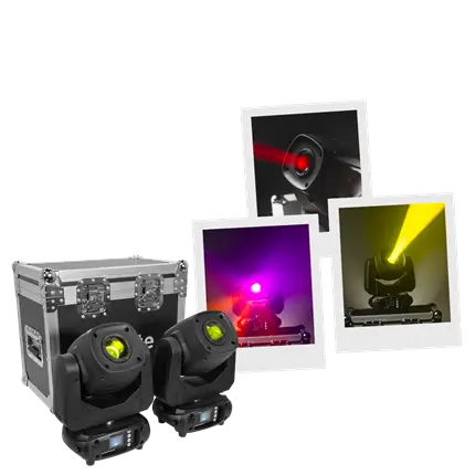 Pack 2 projecteurs spot 100 W en flight case – Evo Spot 100 CR Set Evolite – LED multicolore &amp; contrôle DMX