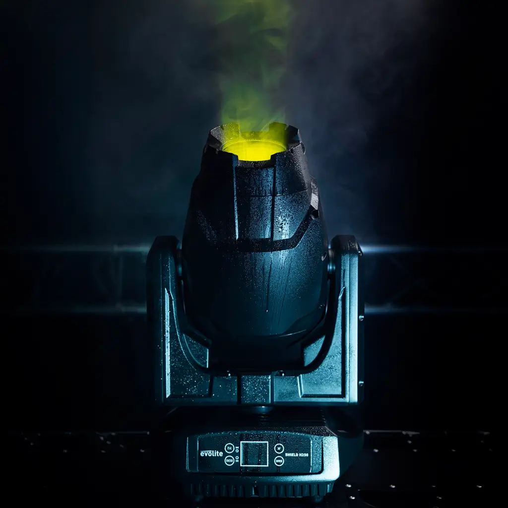 Projecteur hybride 250 W – Shield H250 IP65 Evolite – Utilisation intérieure et extérieure - DMX &amp; Gobos