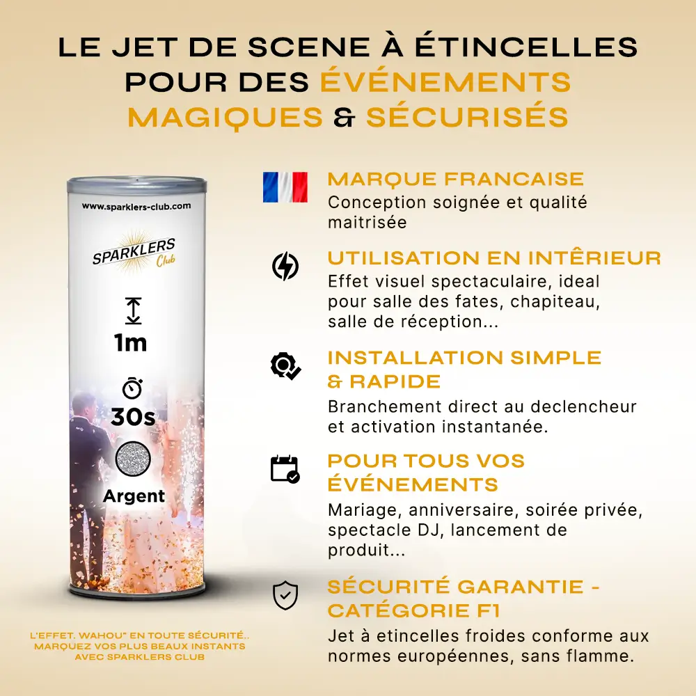 Lot de 50 Jets de scène 1 Mètre / 30 sec Argent